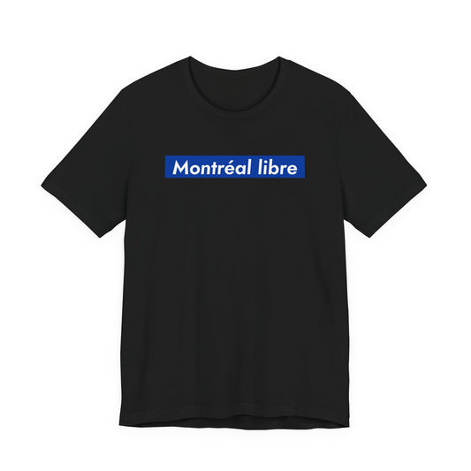 MONTRÉAL LIBRE — T-shirt à carré bleu