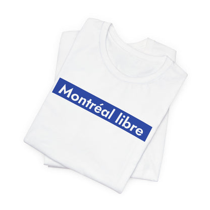 MONTRÉAL LIBRE — T-shirt à carré bleu